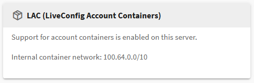 LiveConfig Account Containers available