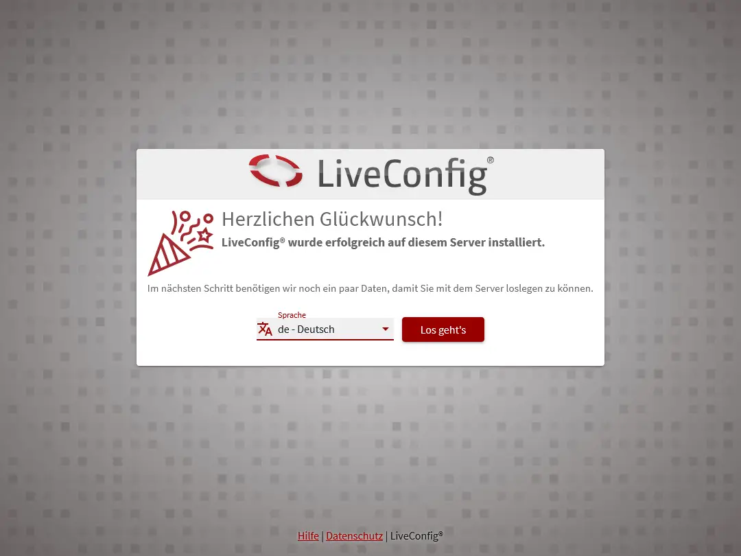 LiveConfig onboarding screen