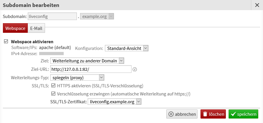 Subdomain-Konfiguration