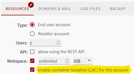 Enable LAC for an account