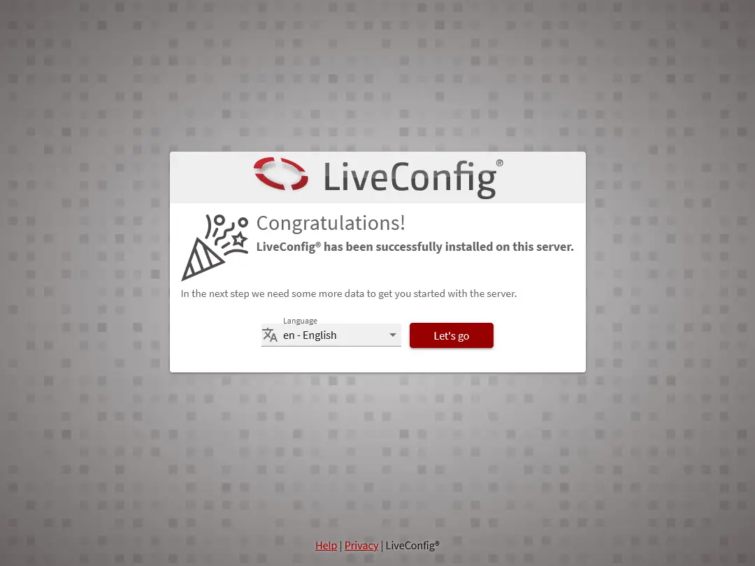 LiveConfig onboarding screen
