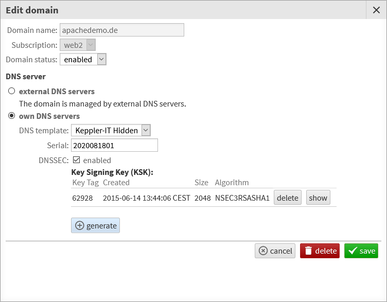 Enabling DNSSEC for a domain