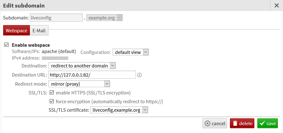 subdomain configuration